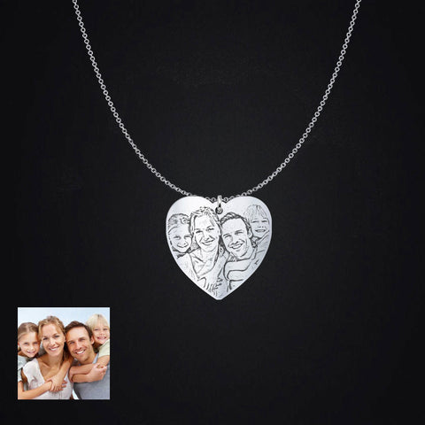 Personalized Silver Plated Heart Shaped Photo Pendant Necklace