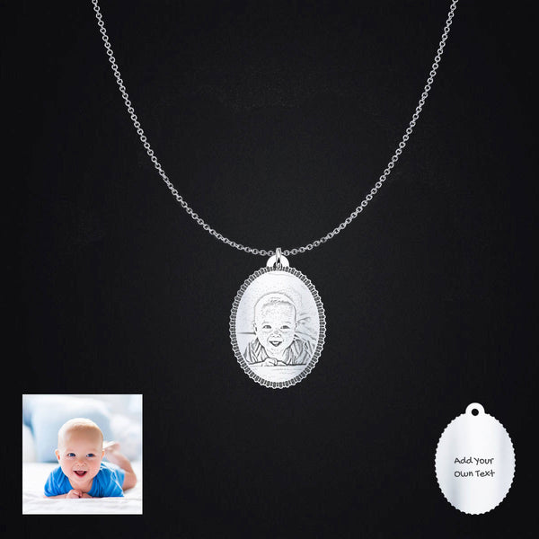 Oval Personalized Photo Pendant Necklace