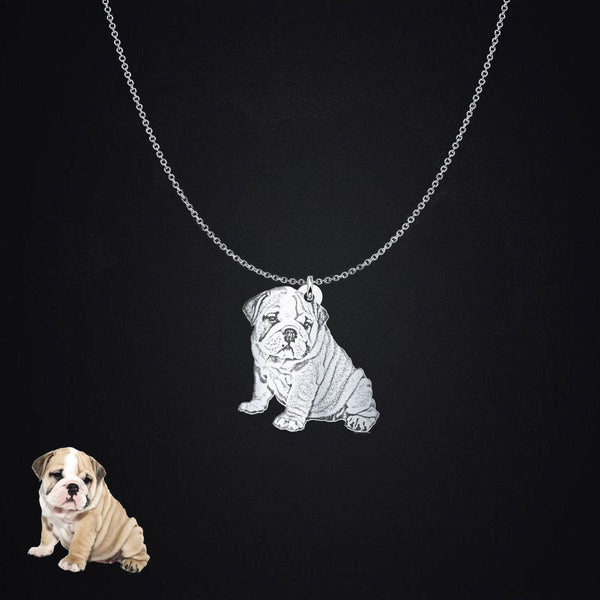 Sterling Silver Personalized Pet Photo Silhouette Pendant Necklace
