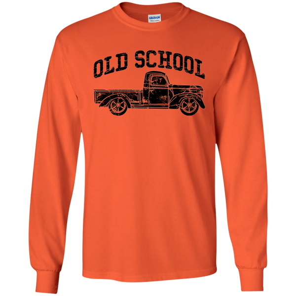Old School Vintage Distressed Antique Truck Long Sleeve Tee Orange