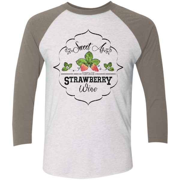 Sweet as Strawberry 3/4 Sleeve Baseball Raglan Tee Vintage Grey