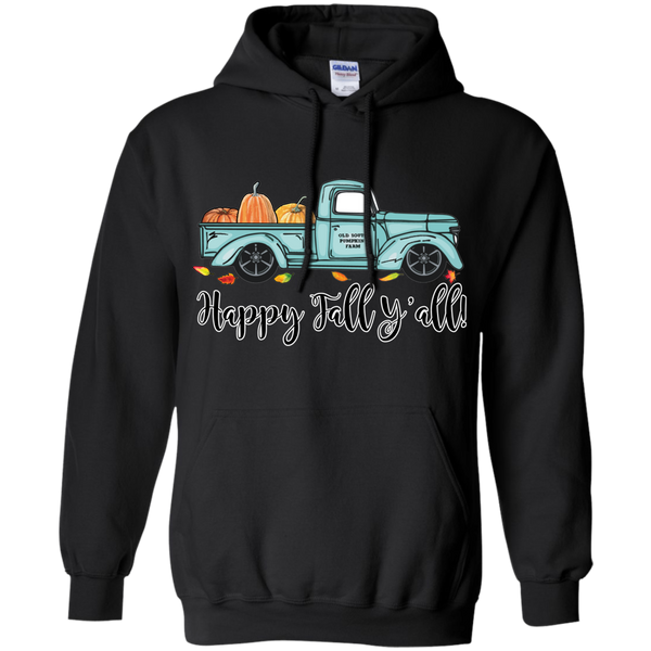 Happy Fall Y'all Pumpkin Farm Truck Hoodie Sweatshirt Black