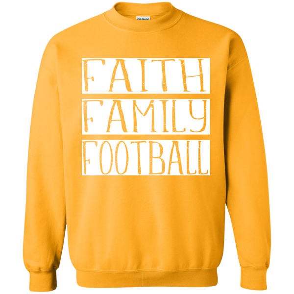 Faith Family Football Crewneck Sweatshirt Gold