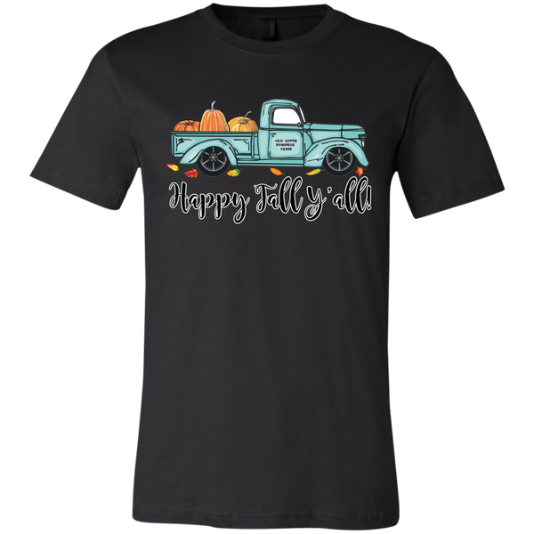 Happy Fall Y'all Pumpkin Farm Truck Tee Shirt Black