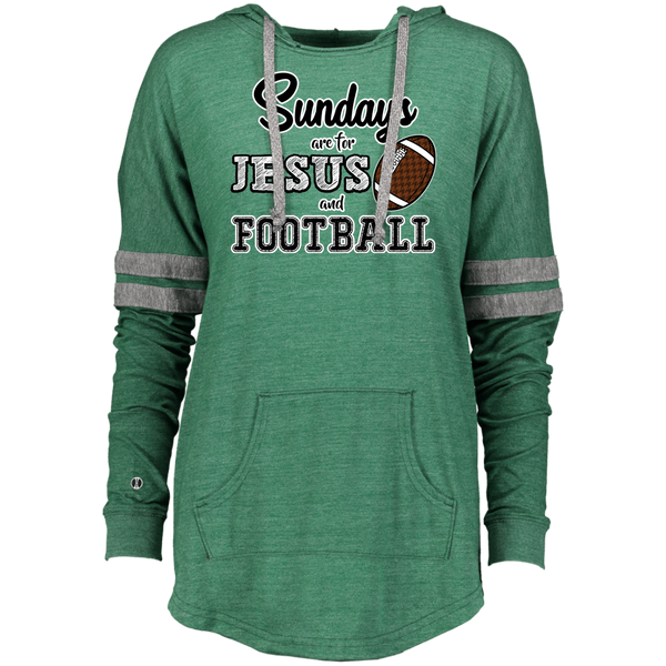 Sundays are for Jesus and Football Long Sleeve Raglan Hoodie Green