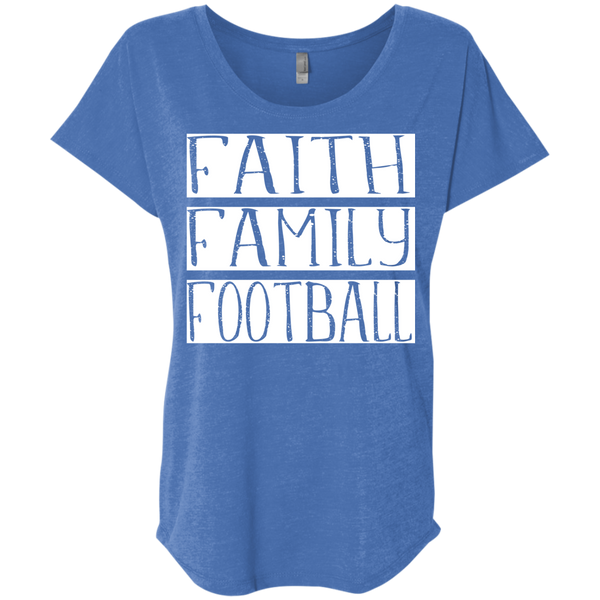 Faith Family Football Flowy Dolman sleeve tee blue