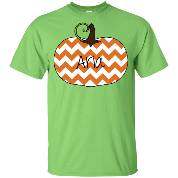 Kids Personalized Chevron Pumpkin Tee Shirt Lime Green