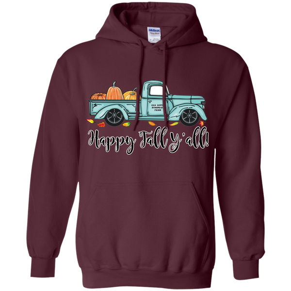 Happy Fall Y'all Pumpkin Farm Truck Hoodie Sweatshirt Maroon