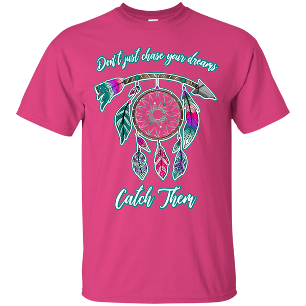 Chase catch your dreams inspirational dreamcatcher tee shirt hot pink