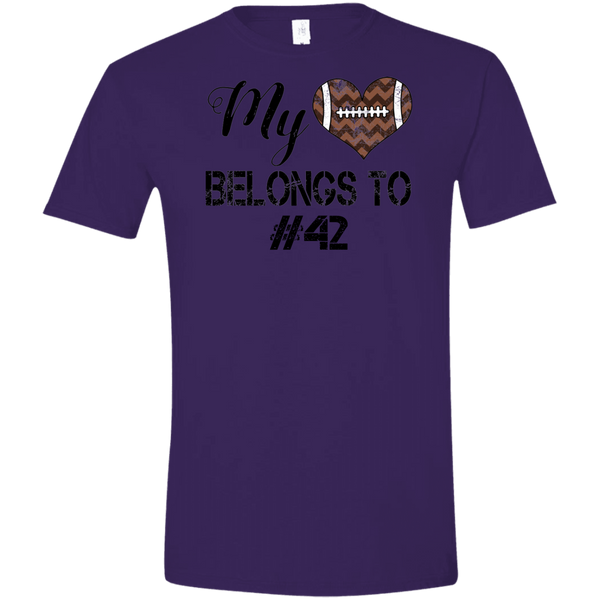 My Heart Belongs to Personalized Football Tee Shirt Purple