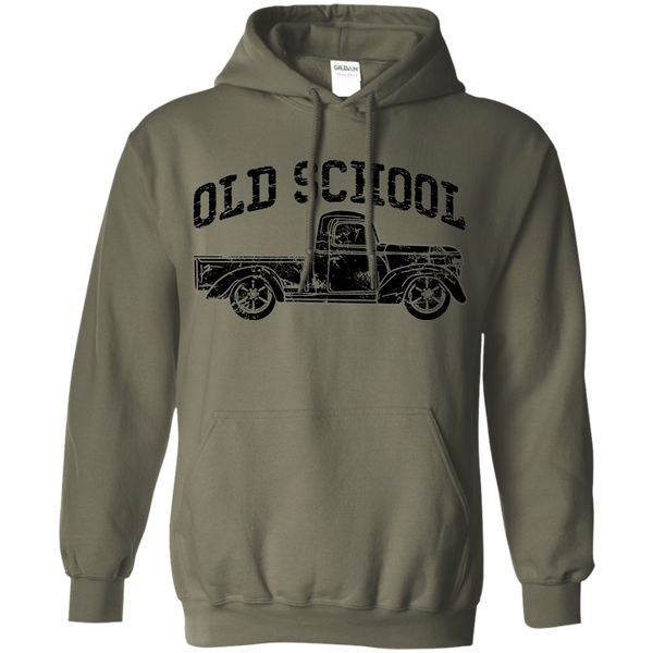 Old School Vintage Distressed Antique Truck Hoodie Military Green