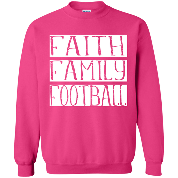 Faith Family Football Crewneck Sweatshirt Hot Pink