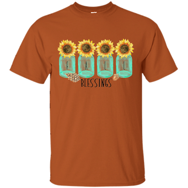 Mason Jar Sunflowers Fall Blessings Tee Shirt Texas Orange