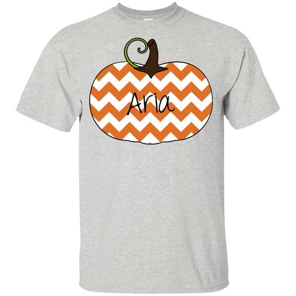Kids Personalized Chevron Pumpkin Tee Shirt Ash Grey