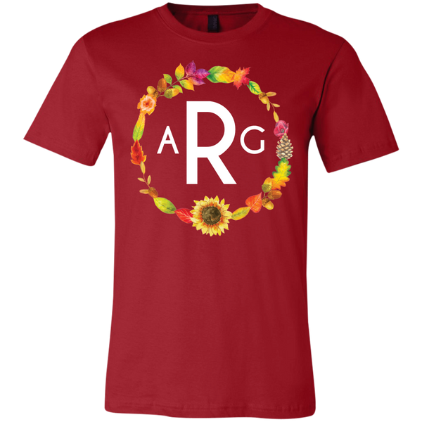 Personalized Fall Wreath Monogram Tee Shirt  Red