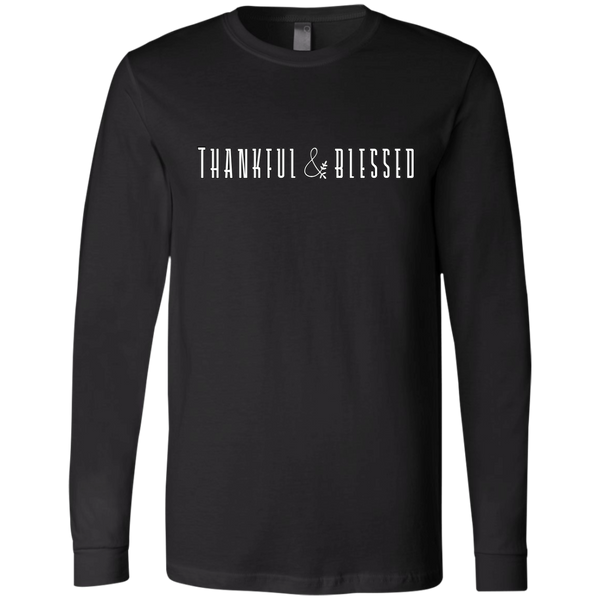 Thankful and Blessed Soft Long Sleeved Tee Black