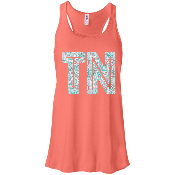 Paisley Tennessee Flowy Racerback Tank Top Coral