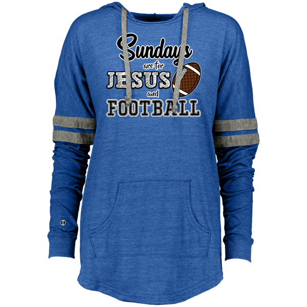 Sundays are for Jesus and Football Long Sleeve Raglan Hoodie Blue