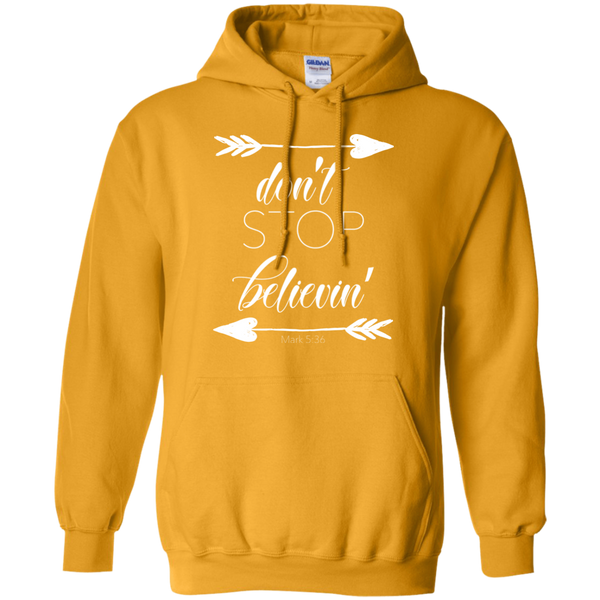 Don't stop believin' Mark 5:36 arrows flowy hoodie sweatshirt gold