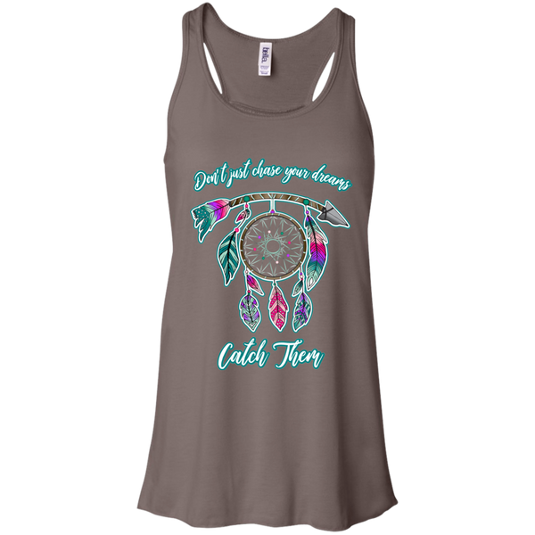 Chase catch your dreams inspirational dreamcatcher flowy tank top brown