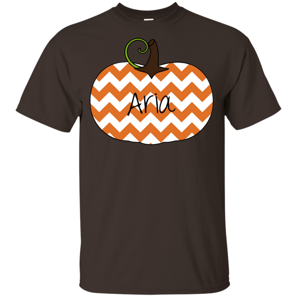 Kids Personalized Chevron Pumpkin Tee Shirt Brown