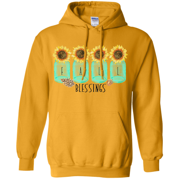Mason Jar Sunflowers Fall Blessings Hoodie Sweatshirt Gold