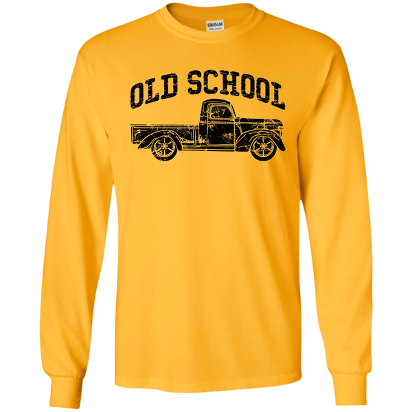 Old School Vintage Distressed Antique Truck Long Sleeve Tee Gold