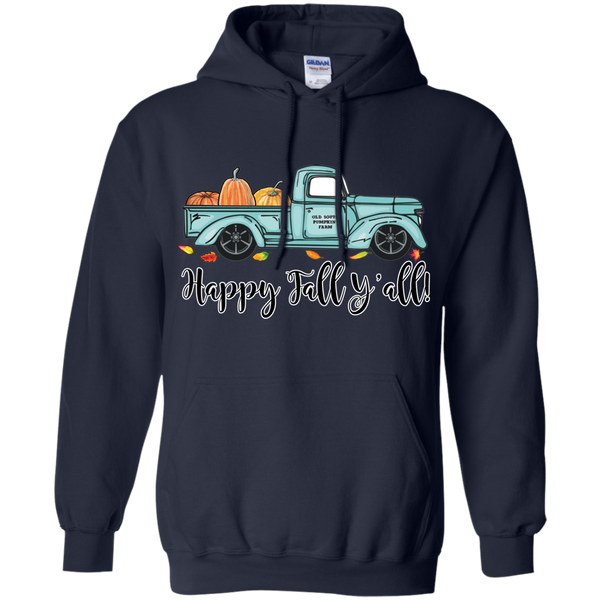 Happy Fall Y'all Pumpkin Farm Truck Hoodie Sweatshirt Navy