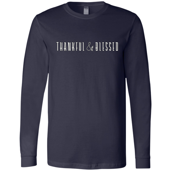 Thankful and Blessed Soft Long Sleeved Tee Navy