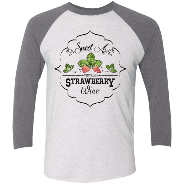 Sweet as Strawberry 3/4 Sleeve Baseball Raglan Tee Grey