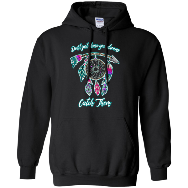 Chase catch your dreams inspirational dreamcatcher hoodie sweatshirt black