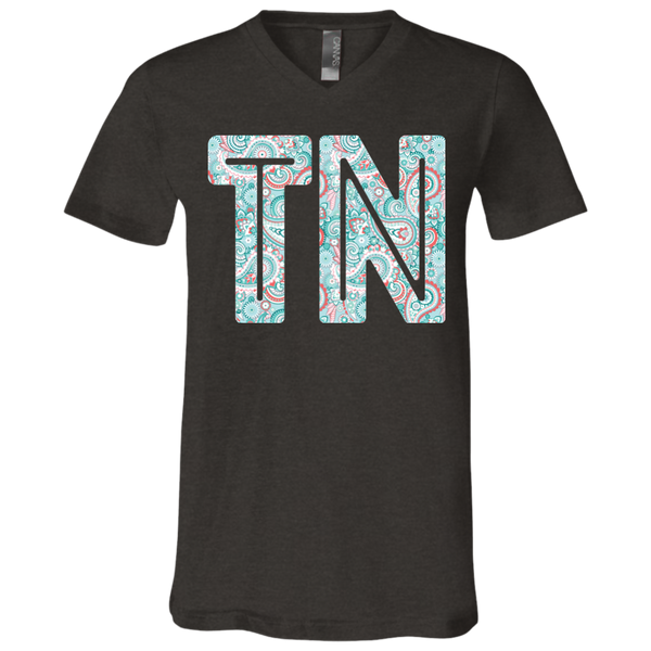 Paisley Tennessee Soft V-Neck Tee Shirt Dark Grey