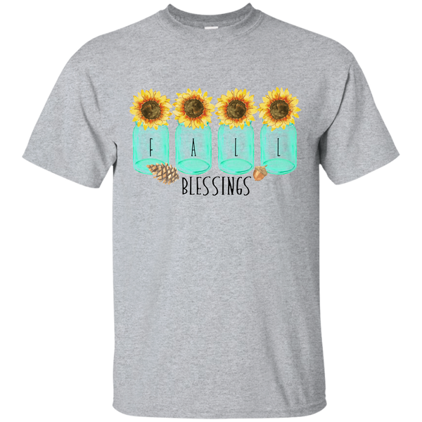Mason Jar Sunflowers Fall Blessings Tee Shirt sport grey