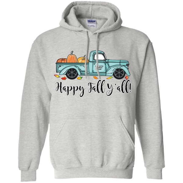 Happy Fall Y'all Pumpkin Farm Truck Hoodie Sweatshirt Ash Grey