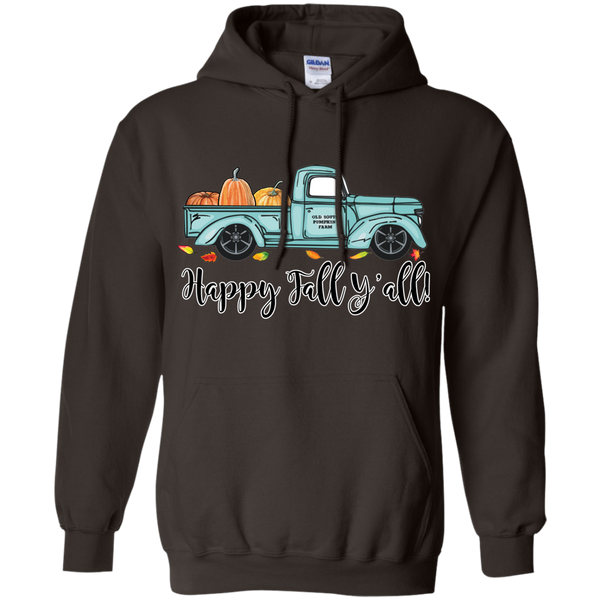 Happy Fall Y'all Pumpkin Farm Truck Hoodie Sweatshirt Brown