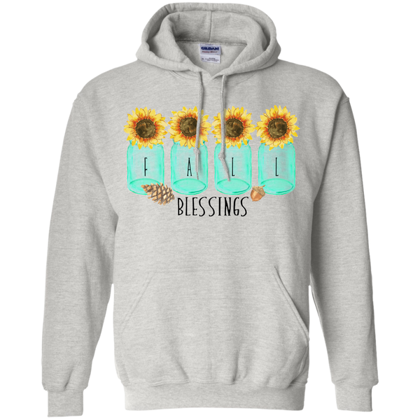 Mason Jar Sunflowers Fall Blessings Hoodie Sweatshirt Ash Grey