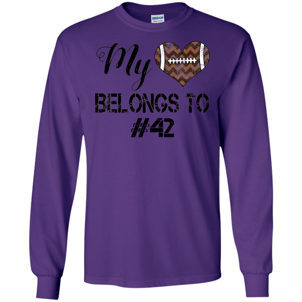 My Heart Belongs To Personalized Football Long Sleeve Tee Purple