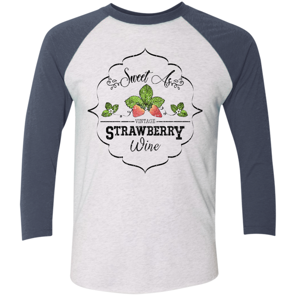 Sweet as Strawberry 3/4 Sleeve Baseball Raglan Tee Indigo