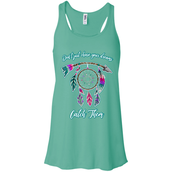 Chase catch your dreams inspirational dreamcatcher flowy tank top teal