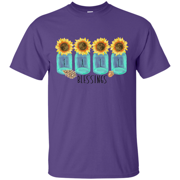 Mason Jar Sunflowers Fall Blessings Tee Shirt purple