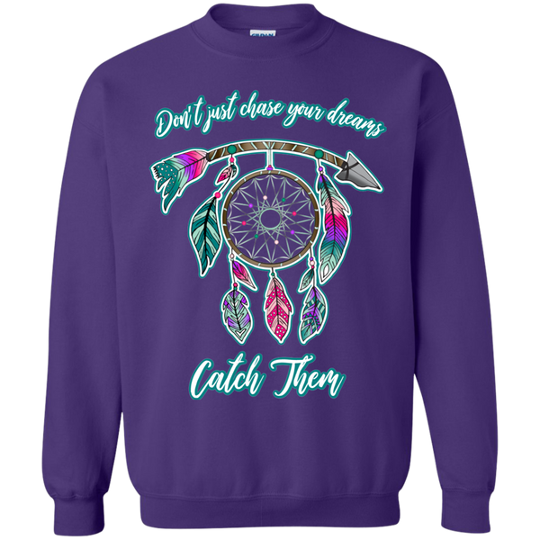 Chase catch your dreams inspirational dreamcatcher crewneck sweatshirt purple
