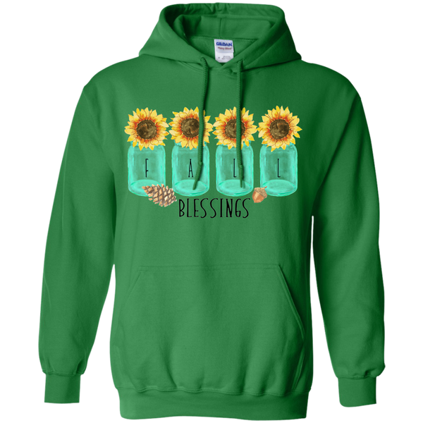 Mason Jar Sunflowers Fall Blessings Hoodie Sweatshirt Green