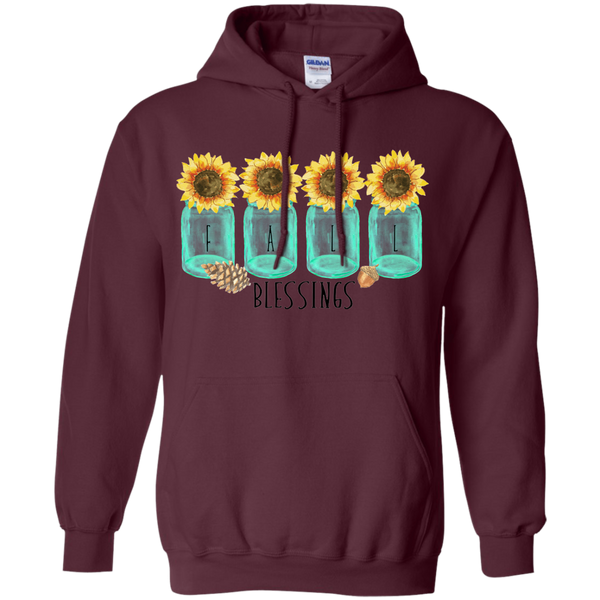 Mason Jar Sunflowers Fall Blessings Hoodie Sweatshirt Maroon
