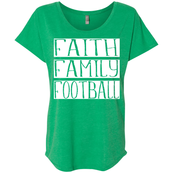 Faith Family Football Flowy Dolman sleeve tee green