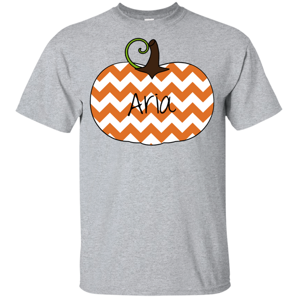 Kids Personalized Chevron Pumpkin Tee Shirt Sport Grey 