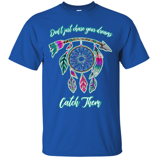 Chase catch your dreams inspirational dreamcatcher tee shirt blue