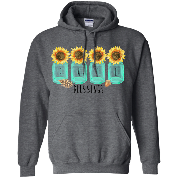 Mason Jar Sunflowers Fall Blessings Hoodie Sweatshirt Dark Grey
