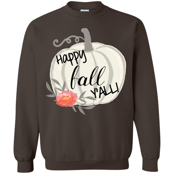 Happy Fall Y'all Watercolor Pumpkin Crewneck Sweatshirt brown