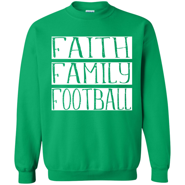 Faith Family Football Crewneck Sweatshirt Kelly Green