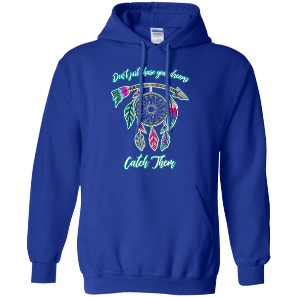 Chase catch your dreams inspirational dreamcatcher hoodie sweatshirt blue